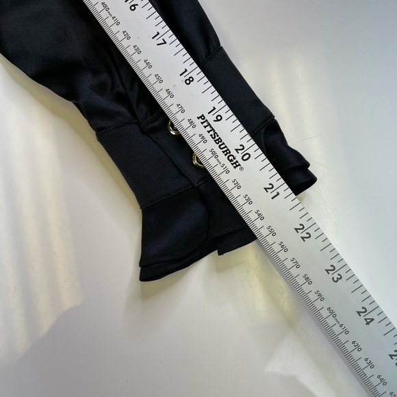 St. John Black Button Ruffle Silk Blouse Shirt 2 - Picture 9 of 11